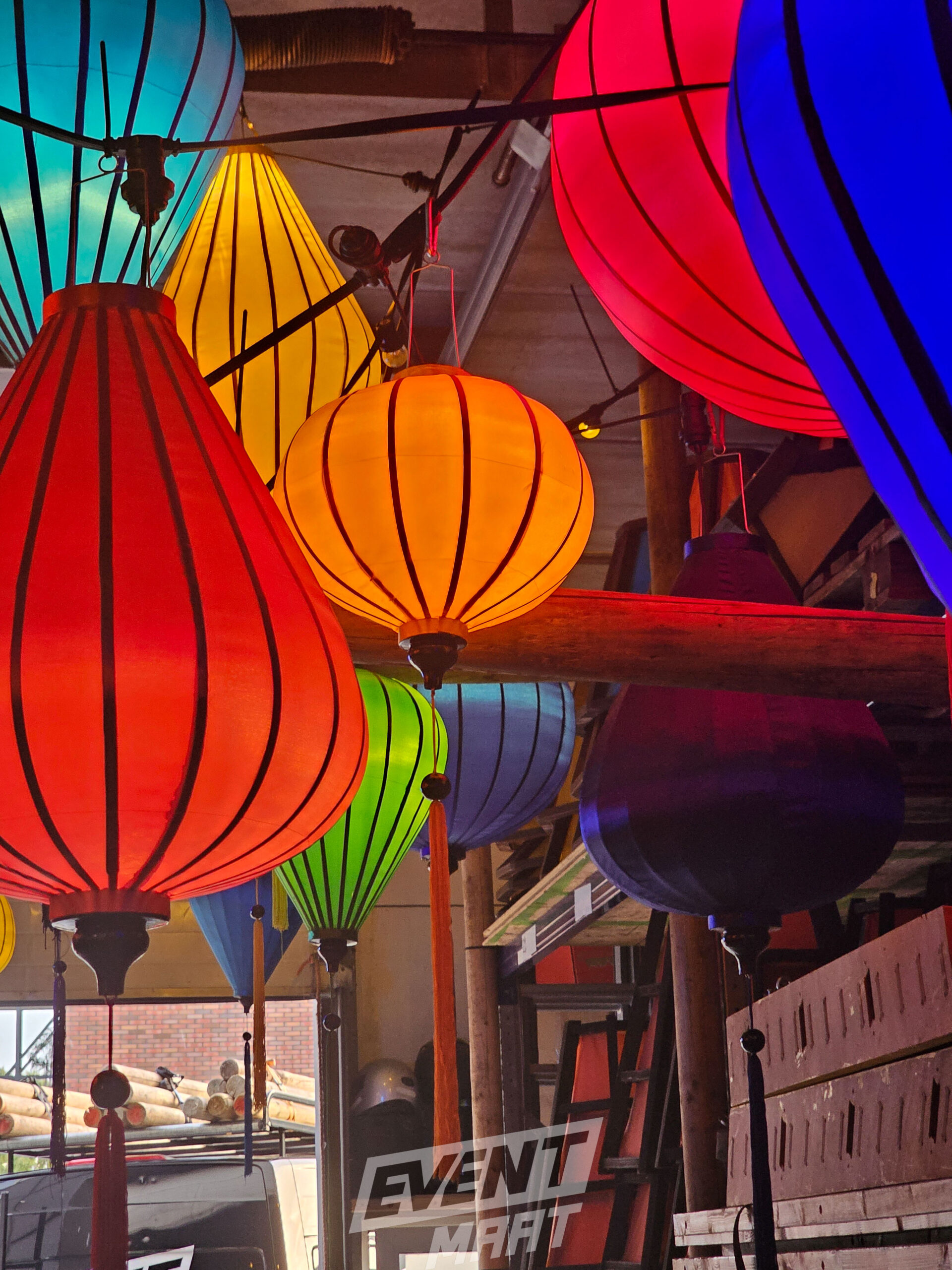 Colourful lanterns shown together